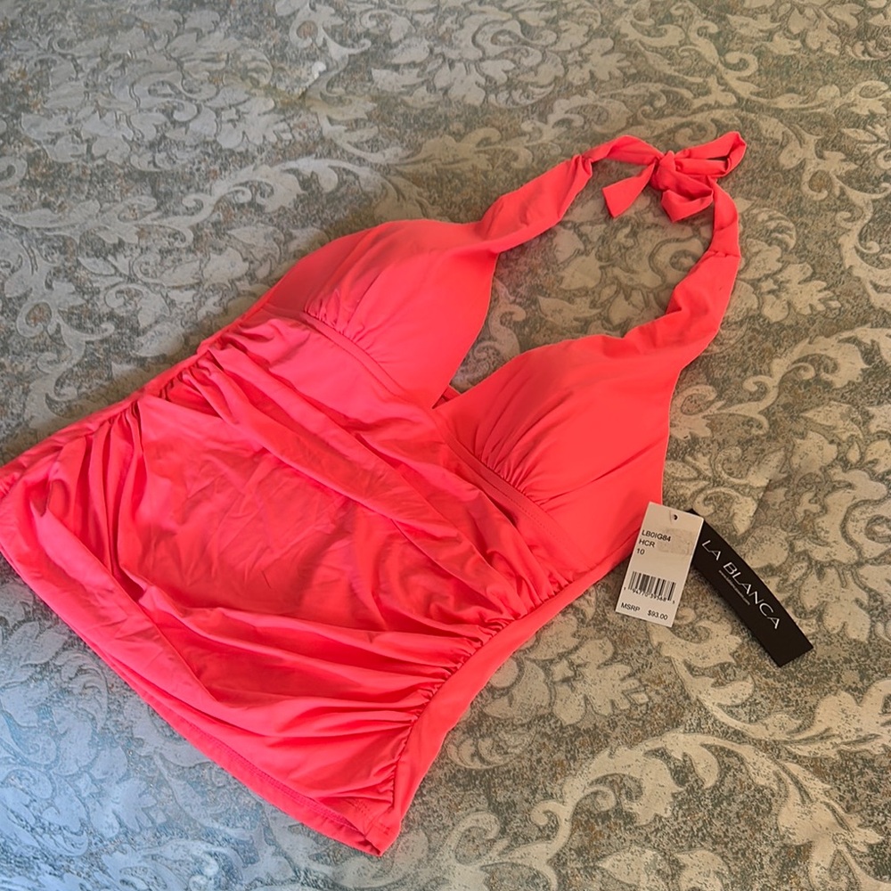 La Blanca Pink Halter Bikini Top